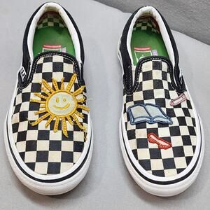 Vans Off the Wall Skateistan Patches Checkerboard Slip-on Skate Shoe Mens 4.5 36